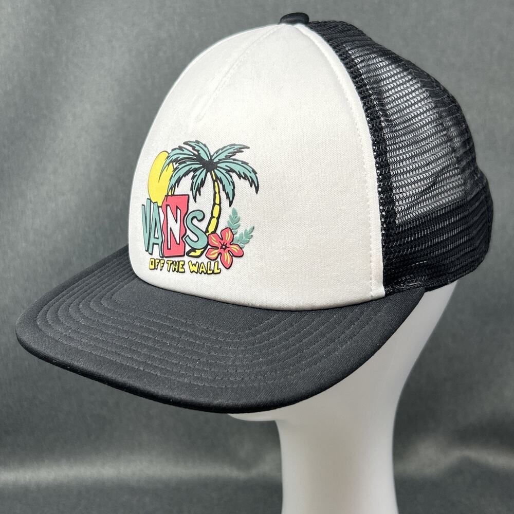 Classic VANS Off The Wall Mesh Snapback Trucker Hat White & Black Tropical Surf